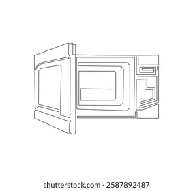 Oven kitchen continuous line. Continuous one line drawing electric oven kitchen. Electric kitchen equipment concept. single line drawing
