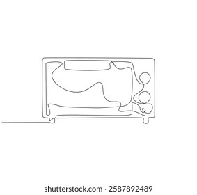 Oven kitchen continuous line. Continuous one line drawing electric oven kitchen. Electric kitchen equipment concept. single line drawing
