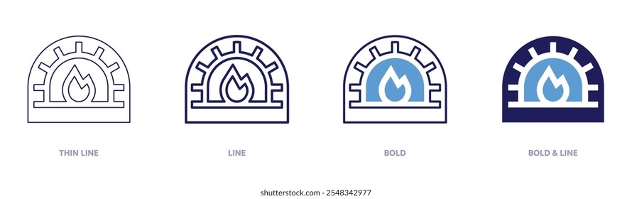 Oven kitchen icon in 4 different styles. Thin Line, Line, Bold, and Bold Line. Duotone style. Editable stroke.