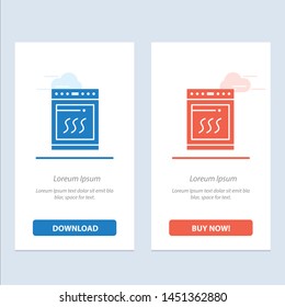 Oven, Kitchen, Microwave, Cooking  Blue and Red Download and Buy Now web Widget Card Template