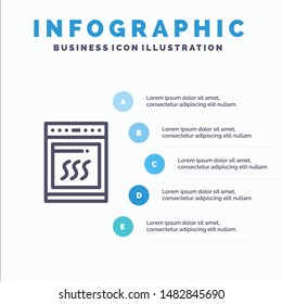 Oven, Kitchen, Microwave, Cooking Blue Infographics Template 5 Steps. Vector Line Icon template