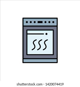 Oven, Kitchen, Microwave, Cooking  Flat Color Icon. Vector icon banner Template