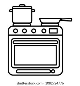 oven kitchen with pot and pan