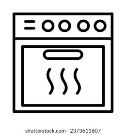 estufa de cocina utensilios de cocina Contorno de línea de iconos