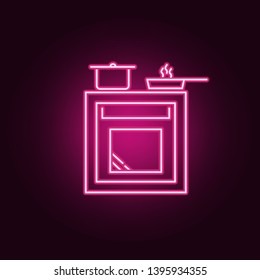 oven line neon icon. Elements of Kitchen set. Simple icon for websites, web design, mobile app, info graphics