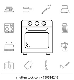 oven line. Set of kitchen icons on white background