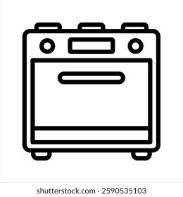 Oven Line Vector Illustration On White Background.