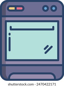 Oven linear color vector illustration