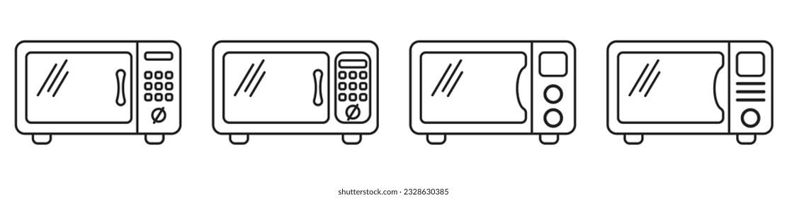 contorno del conjunto de iconos de la micro onda del horno