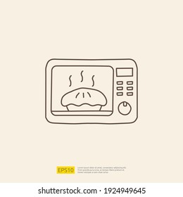 oven or microwave doodle icon for cooking concept. stroke line sign symbol vector illustration