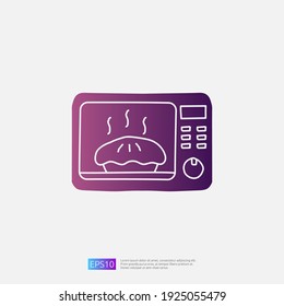 ícono de doodle de horno o microondas para el concepto de cocina. Ilustración vectorial del símbolo de signo de grifo degradado