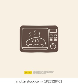 oven or microwave doodle icon for cooking concept. Solid glyph sign symbol vector illustration