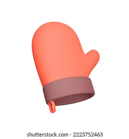 Oven mitt 3d icon. glove. Isolated object on transparent background