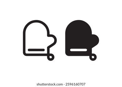 Oven mitt black and white icon Vector