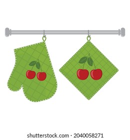Oven mitt and oven mitt, color isolated vector illustration in the flat style