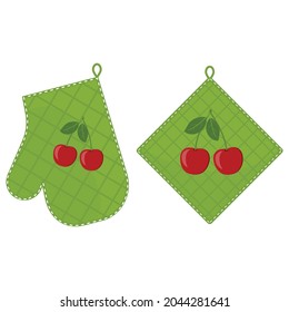 Oven mitt and oven mitt, color isolated vector illustration in the flat style