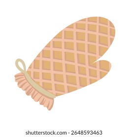 Oven mitt hand drawn cartoon doodle beige illustration. Cute vector design for kitchen theme or recipe book food blog. Web graphic culinary sticker. Baking element and home cooking safety accessory.