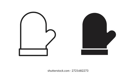 Ofenhandschuh-Symbol flach und dünn Strich Vektorpaket. Bearbeitbarer Symbolsatz