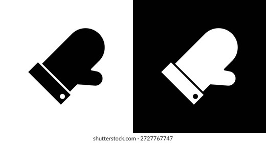 Ofenhandschuh-Symbol-Set. flache Symbolsammlung. flache Linie Silhouette Set.