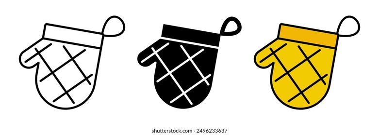 oven mitt icon set. illustration of cooking gloves. modern design