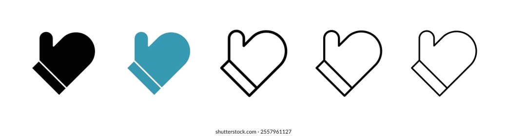 Oven mitt icons pack in black and blue.