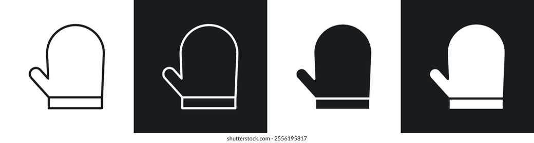Oven mitt linear icon set for app, and web design.