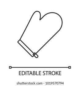 Oven mitt linear icon. Thin line illustration. Pot holder. Contour symbol. Vector isolated drawing. Editable stroke