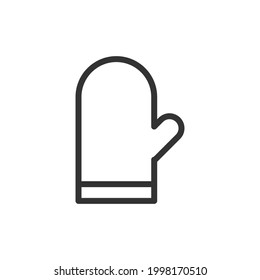 Oven mitt minimal line icon. Web stroke symbol design. Oven mitt sign isolated on a white background. Premium line icon.