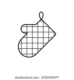 Oven mitt  with square pattern icon. Cooking glove icon symbol in line and flat style isolated on white background. Vector illustration.