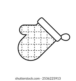 Oven mitt with square pattern icon. Cooking glove icon symbol in line and flat style isolated on white background. Vector illustration.