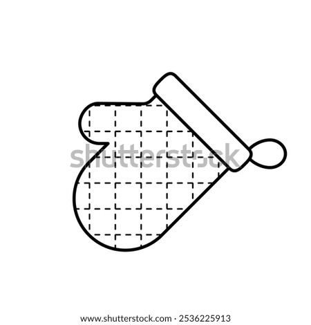 Oven mitt with square pattern icon. Cooking glove icon symbol in line and flat style isolated on white background. Vector illustration.