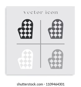 Oven mitts flat black and white vector icon.
