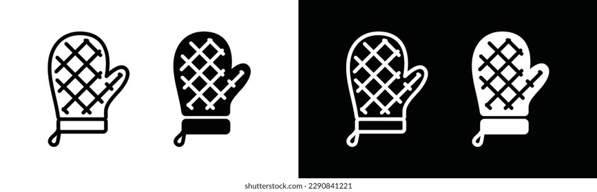 Vector de iconos de los mitts de horquilla. Símbolo de los guantes de cocina en línea y estilo plano. Signo y símbolo de guantes de hormigón. Ilustración del vector