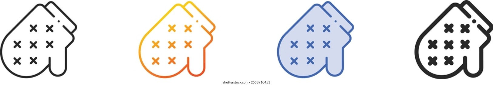 oven mitts icon.Thin Linear, Gradient, Blue Stroke and bold Style Design Isolated On White Background