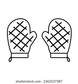 Oven mitts line icon. Oven or cooking gloves sign and symbol.
