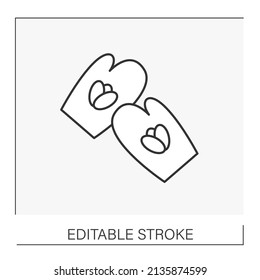  Oven mitts line icon. Insulated glove.Used to protect hands from hot ware. Cooking tools concept. Isolated vector illustration. Editable stroke