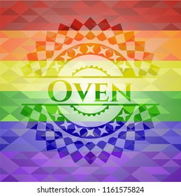 Oven on mosaic background with the colors of the LGBT flag