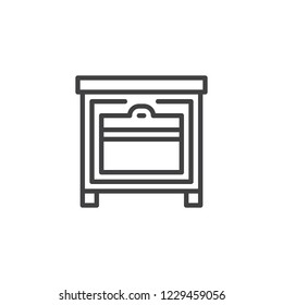 Oven outline icon. linear style sign for mobile concept and web design. Fireplace simple line vector icon. Symbol, logo illustration. Pixel perfect vector graphics