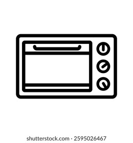 Oven outlined icon isolated on white background. Cookware and kitchen utensil vector illustrations.