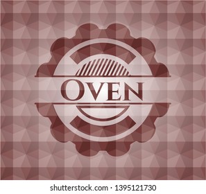 Oven red badge with geometric background. Seamless.