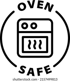 oven safe black outline badge icon label isolated vector on transparent background