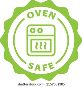 oven safe green stamp outline badge icon label isolated rounded vector on transparent background