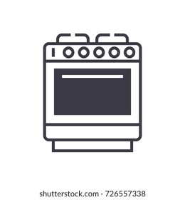 oven sign vector line icon, sign, illustration on background, editable strokes