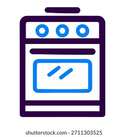 Symbol des Ofens. Eine lineare Vektorgrafik eines Ofens einzeln auf weißem Hintergrund.