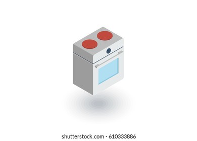 oven stove isometric flat icon. 3d vector colorful illustration. Pictogram isolated on white background