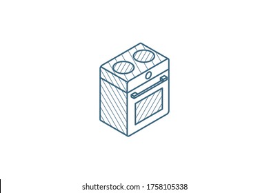 oven stove isometric icon. 3d vector illustration. Isolated line art technical drawing. Editable stroke