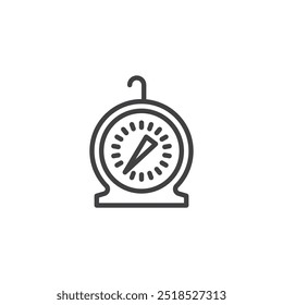 Oven Thermometer line icon. Linear style sign for mobile concept and web design. Cooking timer outline vector icon. Symbol, logo illustration. Vector graphics