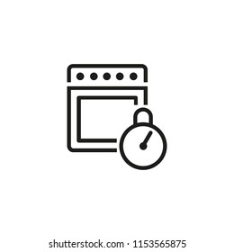 Oven timer line icon. Appliance, kitchenware, equipment. Cooking concept. Vector illustration can be used for topics like kitchen, temperature, baking