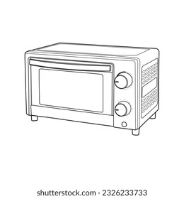 Dibujo de la línea del parador de tostador de horno aislado en fondo blanco