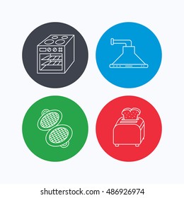 Oven, toaster and waffle-iron icons.